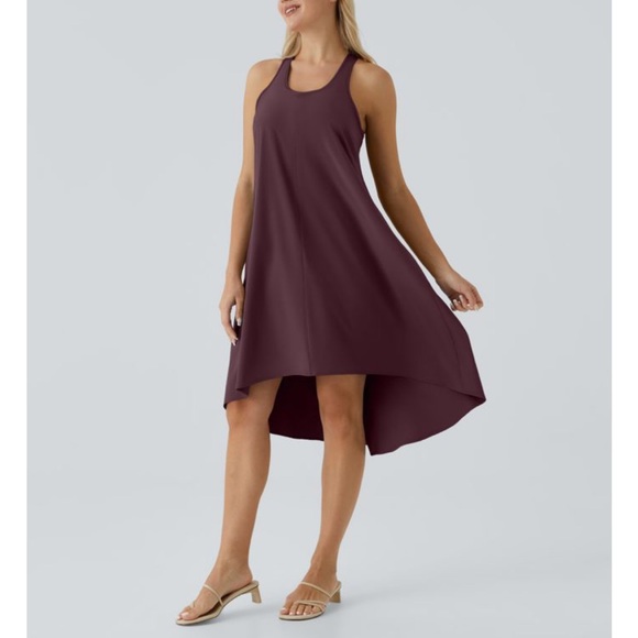 Breezeful™ Racerback Side Pocket High Low Flowy Midi Quick Dry Halara Dress - Picture 2 of 11